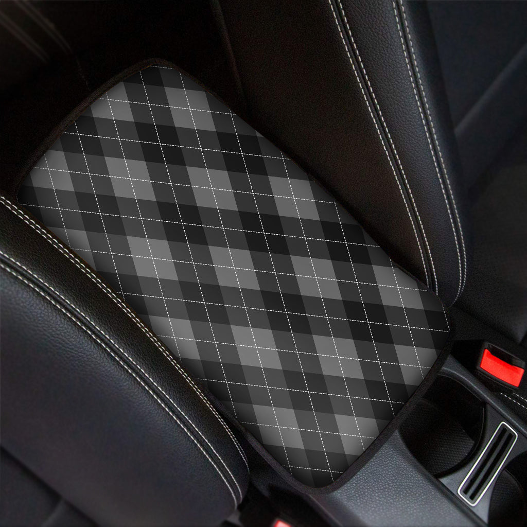 Dark Grey Argyle Pattern Print Car Center Console Cover