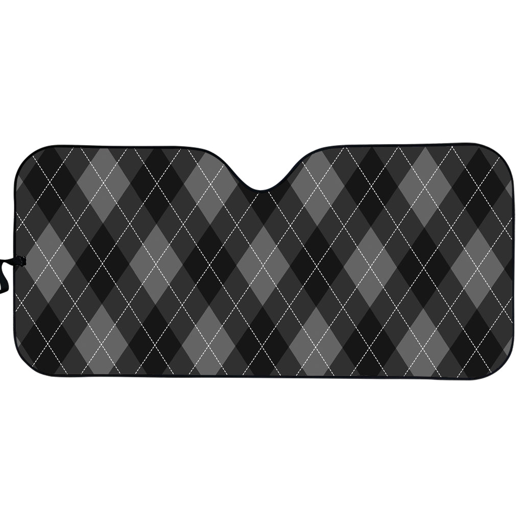 Dark Grey Argyle Pattern Print Car Sun Shade