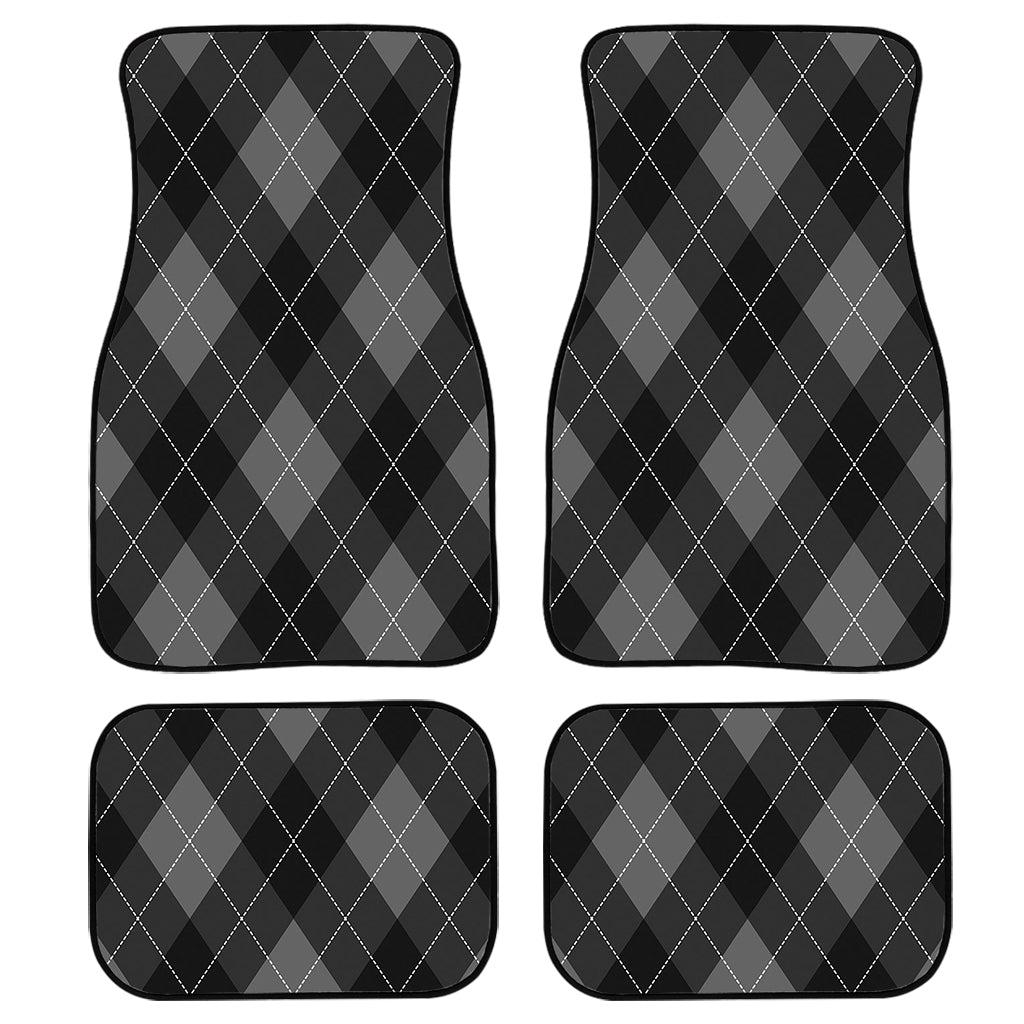 Dark Grey Argyle Pattern Print Front and Back Car Floor Mats