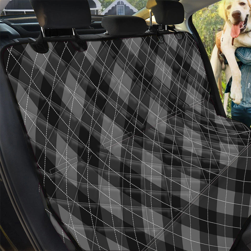 Dark Grey Argyle Pattern Print Pet Car Back Seat Cover