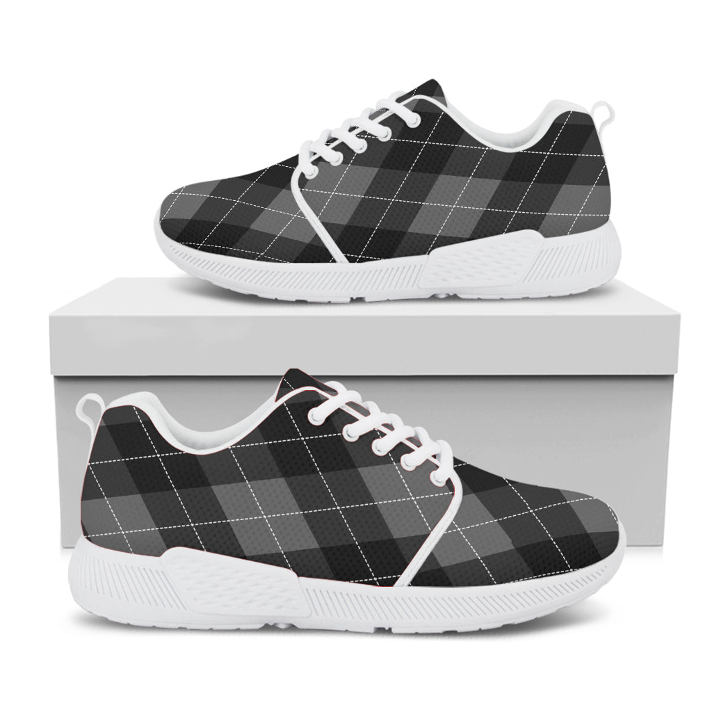 Dark Grey Argyle Pattern Print White Athletic Shoes