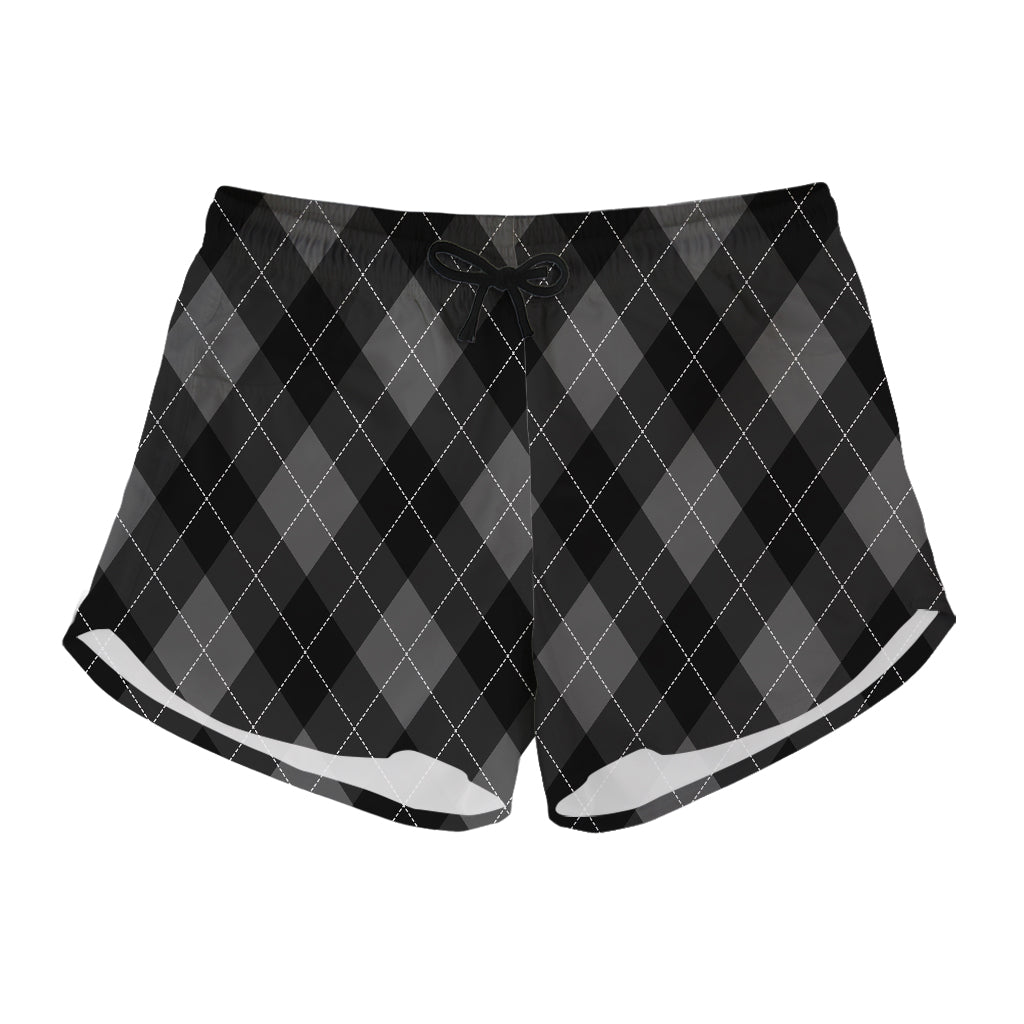 Dark Grey Argyle Pattern Print Women's Shorts