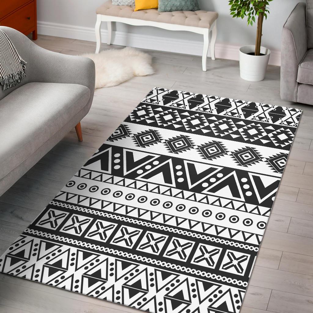 Dark Grey Aztec Pattern Print Area Rug