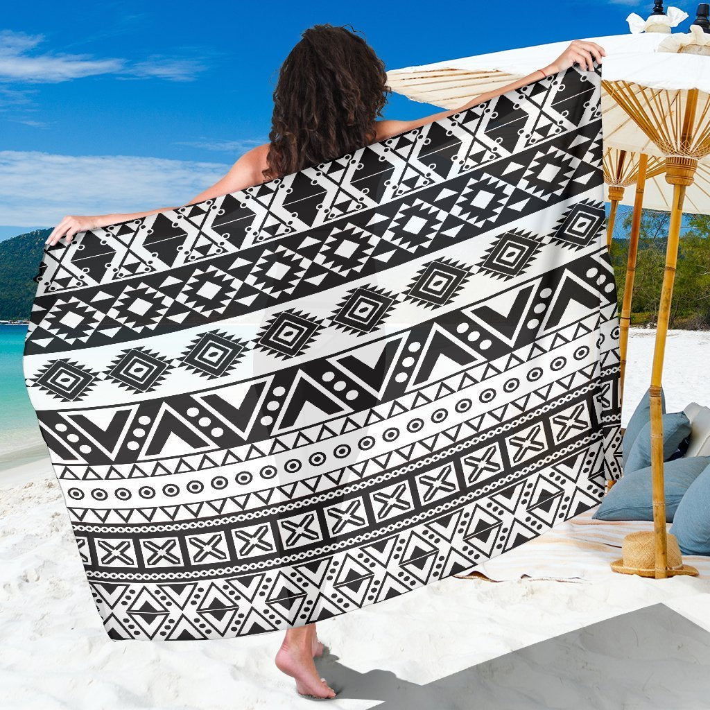 Dark Grey Aztec Pattern Print Beach Sarong Wrap