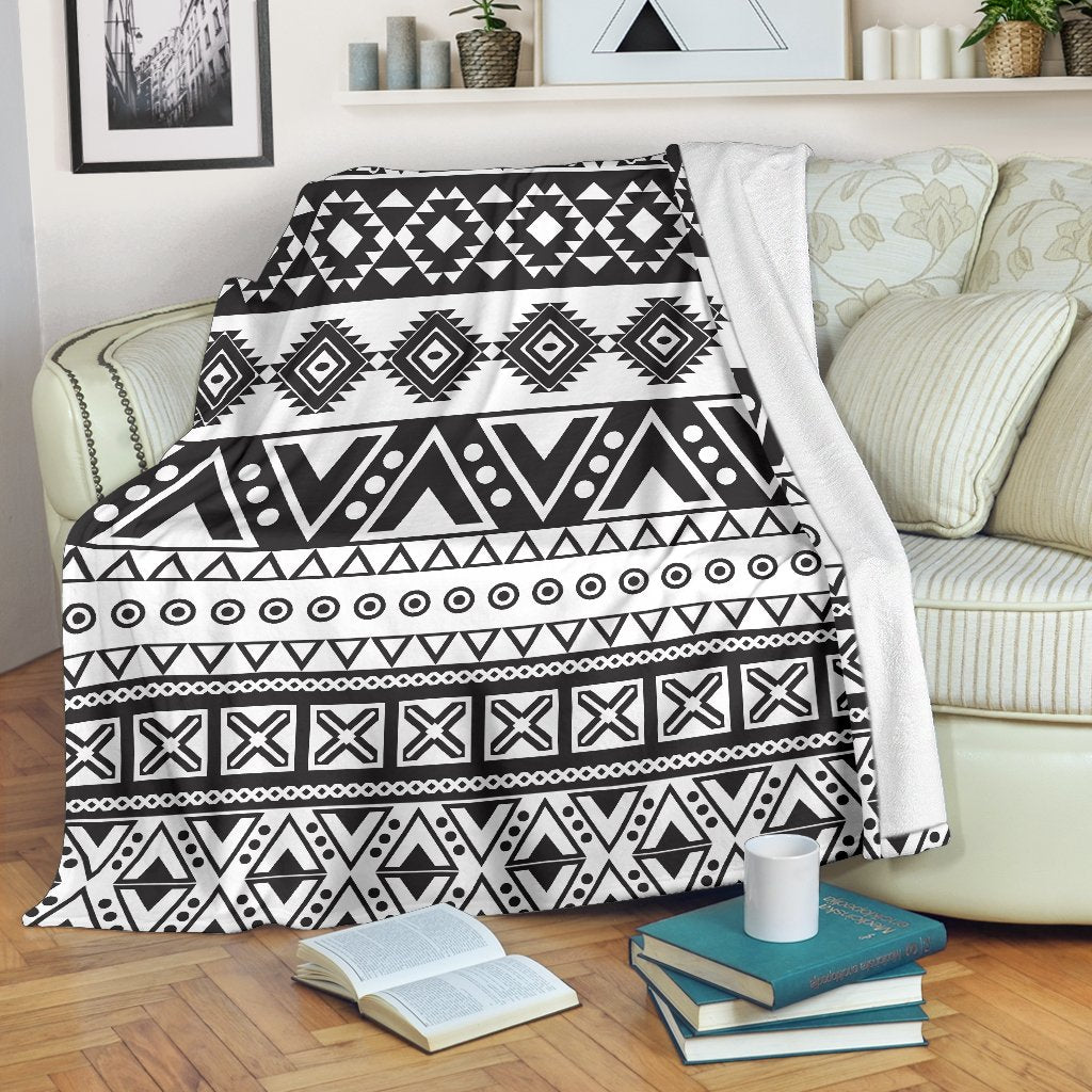 Dark Grey Aztec Pattern Print Blanket