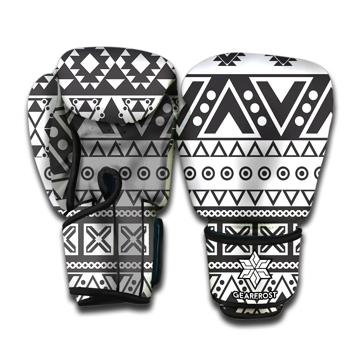 Dark Grey Aztec Pattern Print Boxing Gloves