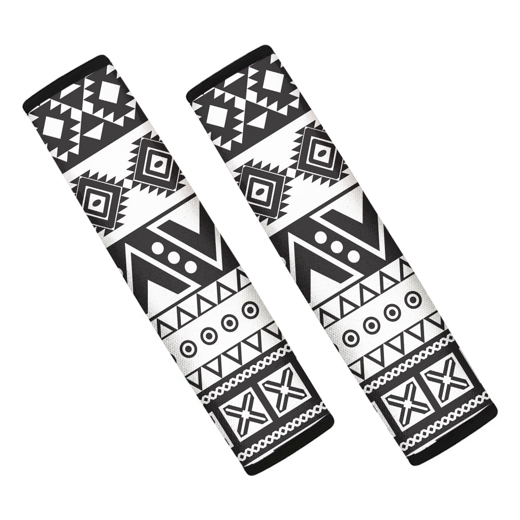 Dark Grey Aztec Pattern Print Car Seat Belt Covers