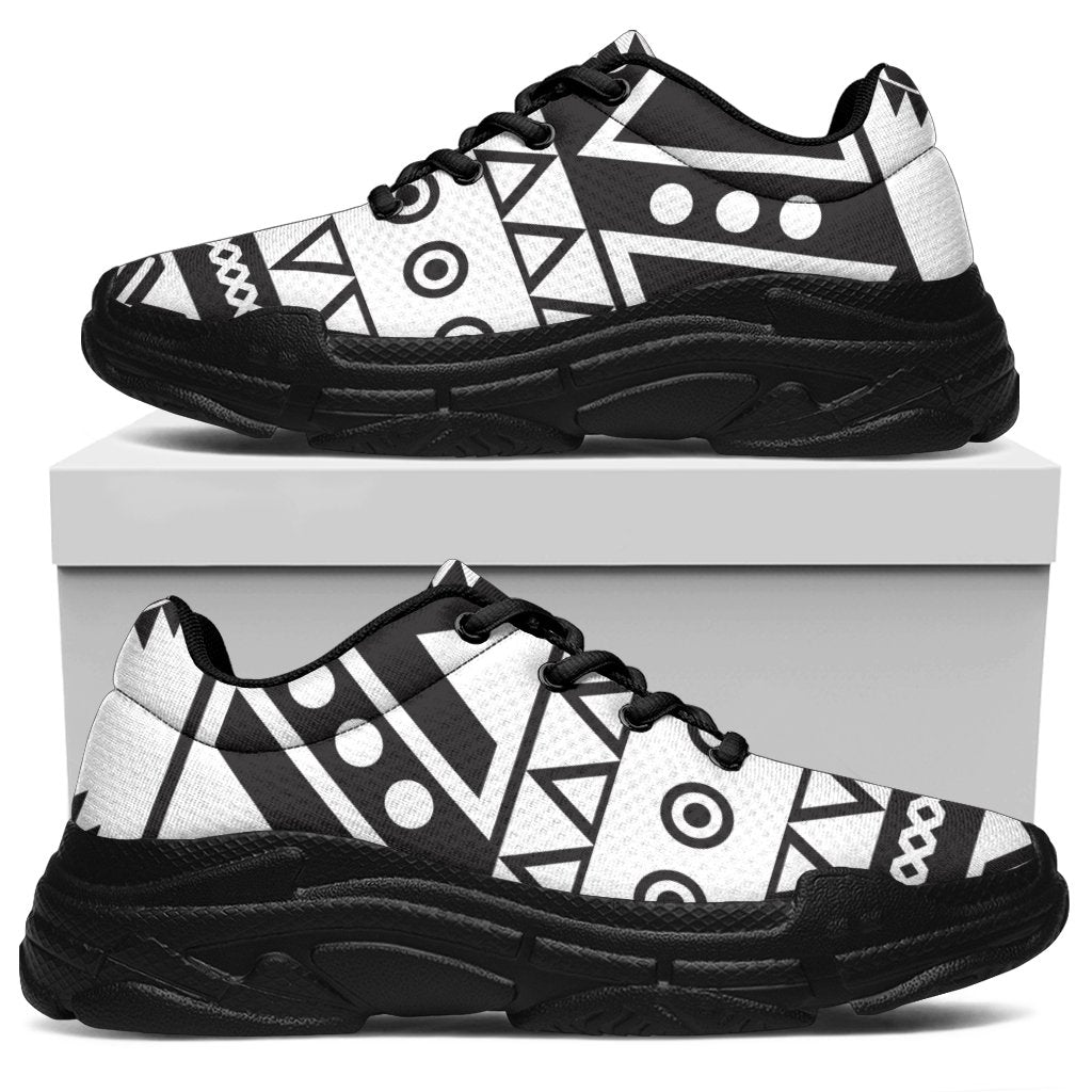 Dark Grey Aztec Pattern Print Chunky Sneakers