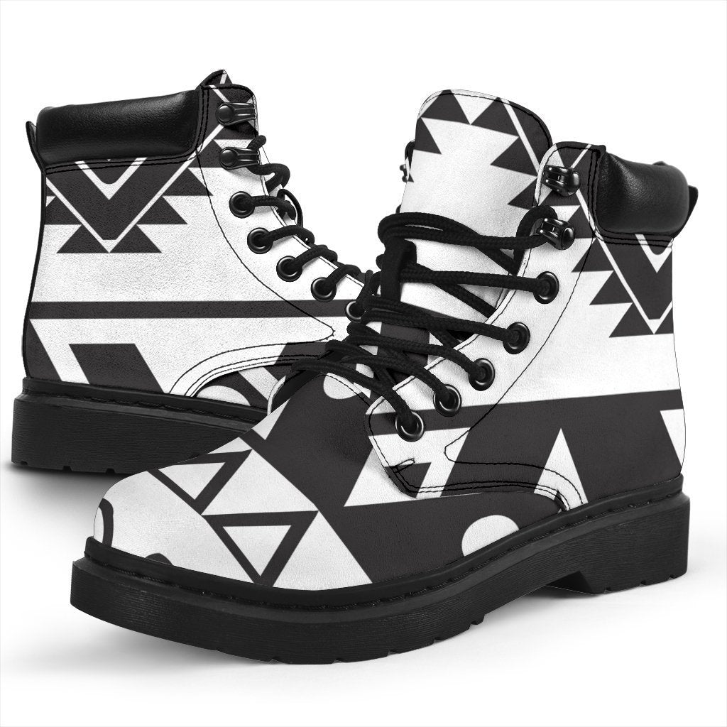 Dark Grey Aztec Pattern Print Classic Boots