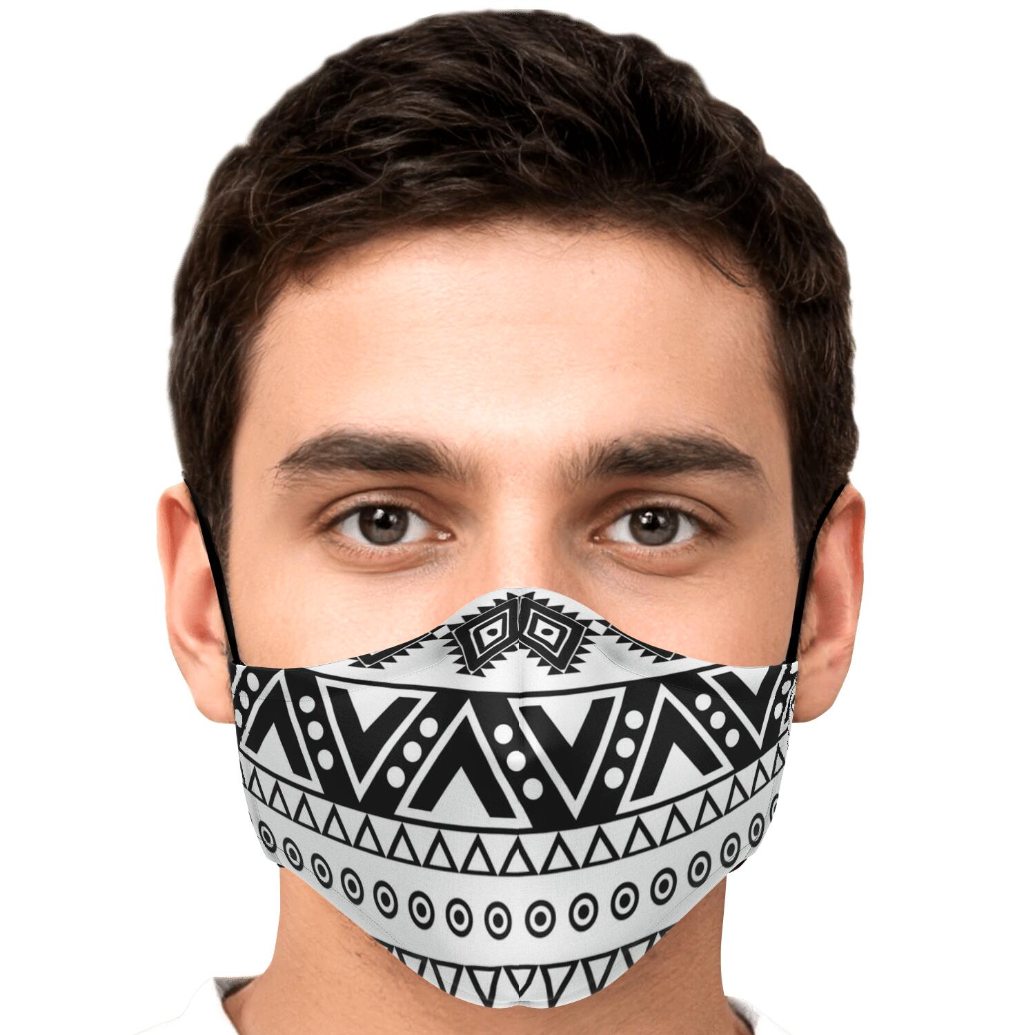 Dark Grey Aztec Pattern Print Face Mask