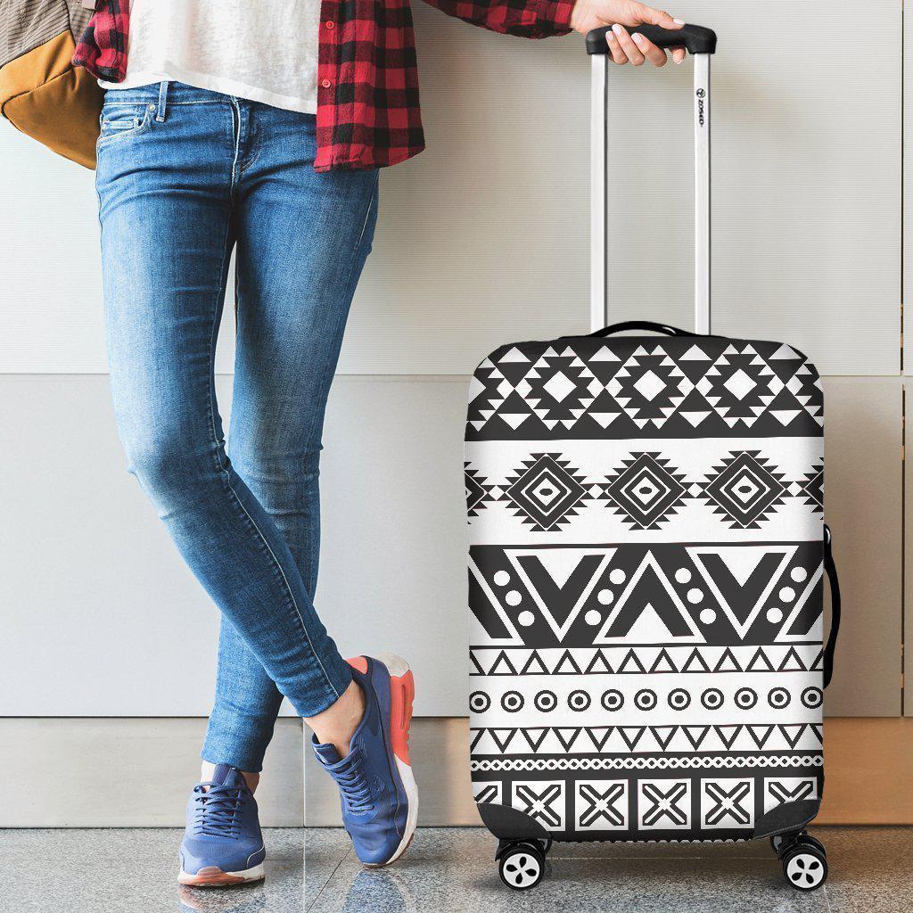 Dark Grey Aztec Pattern Print Luggage Cover