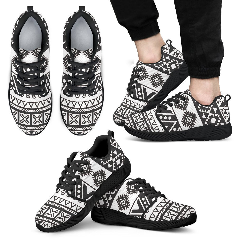 Dark Grey Aztec Pattern Print Men's Athletic Shoes