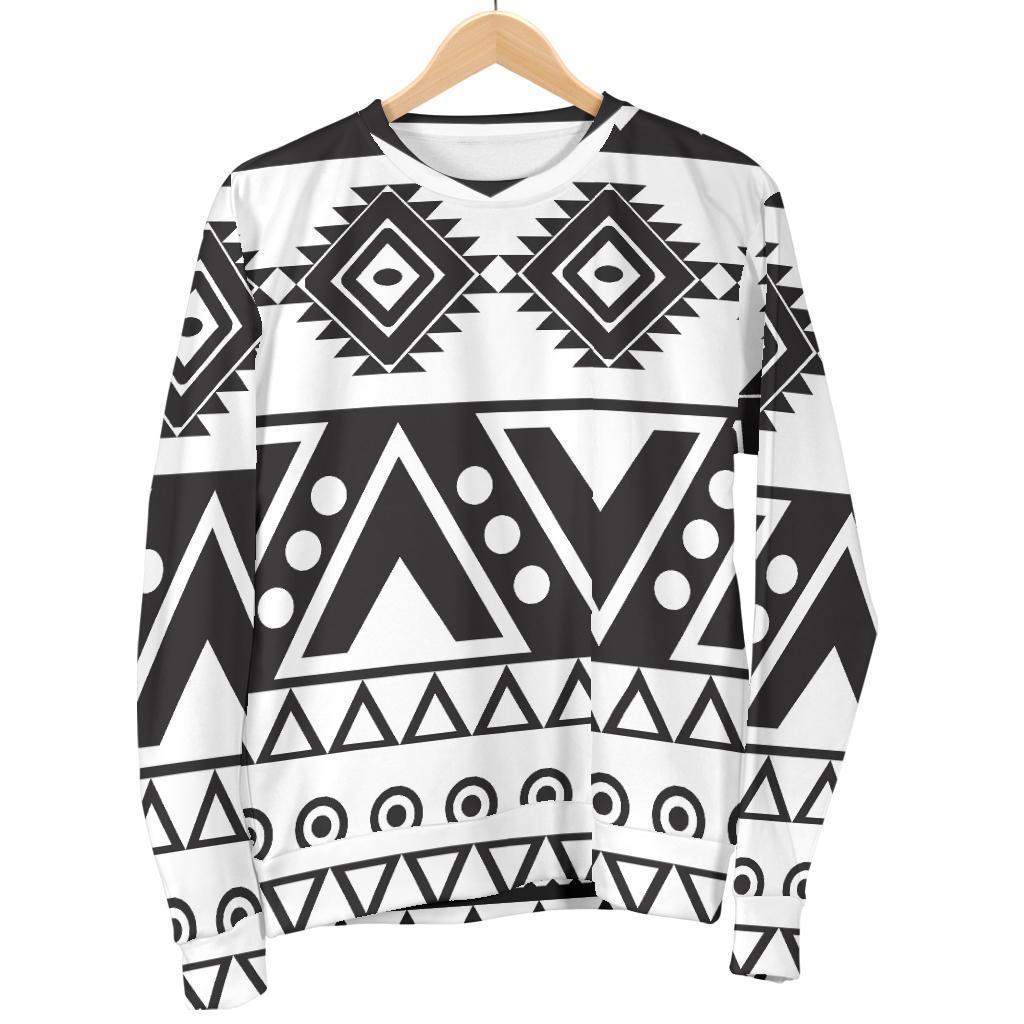 Dark Grey Aztec Pattern Print Men's Crewneck Sweatshirt