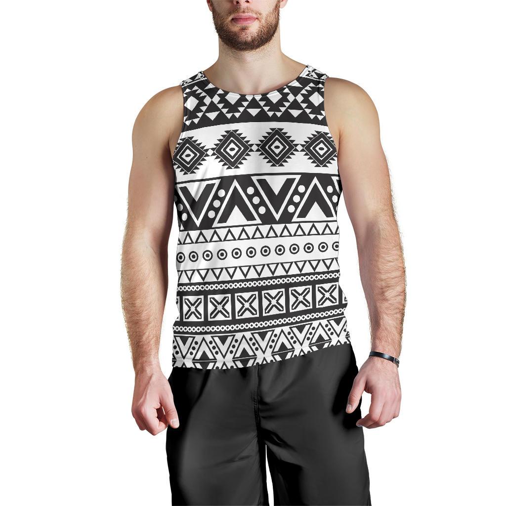 Dark Grey Aztec Pattern Print Men's Tank Top