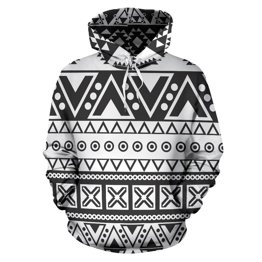 Dark Grey Aztec Pattern Print Pullover Hoodie