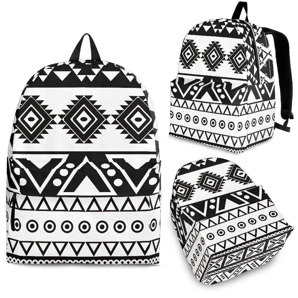 Dark Grey Aztec Pattern Print School Backpack