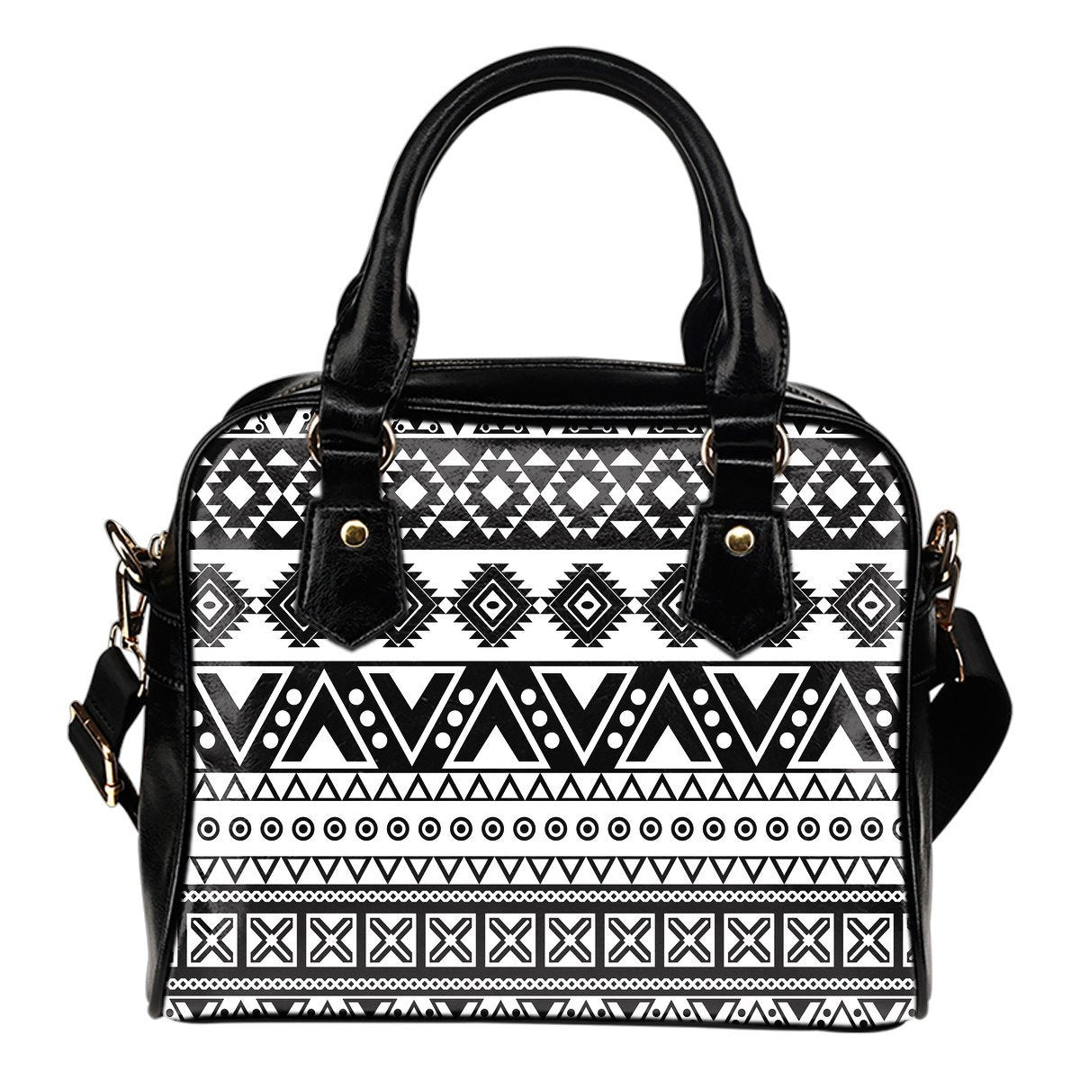 Dark Grey Aztec Pattern Print Shoulder Handbag