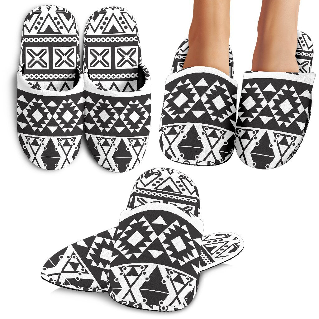 Dark Grey Aztec Pattern Print Slippers