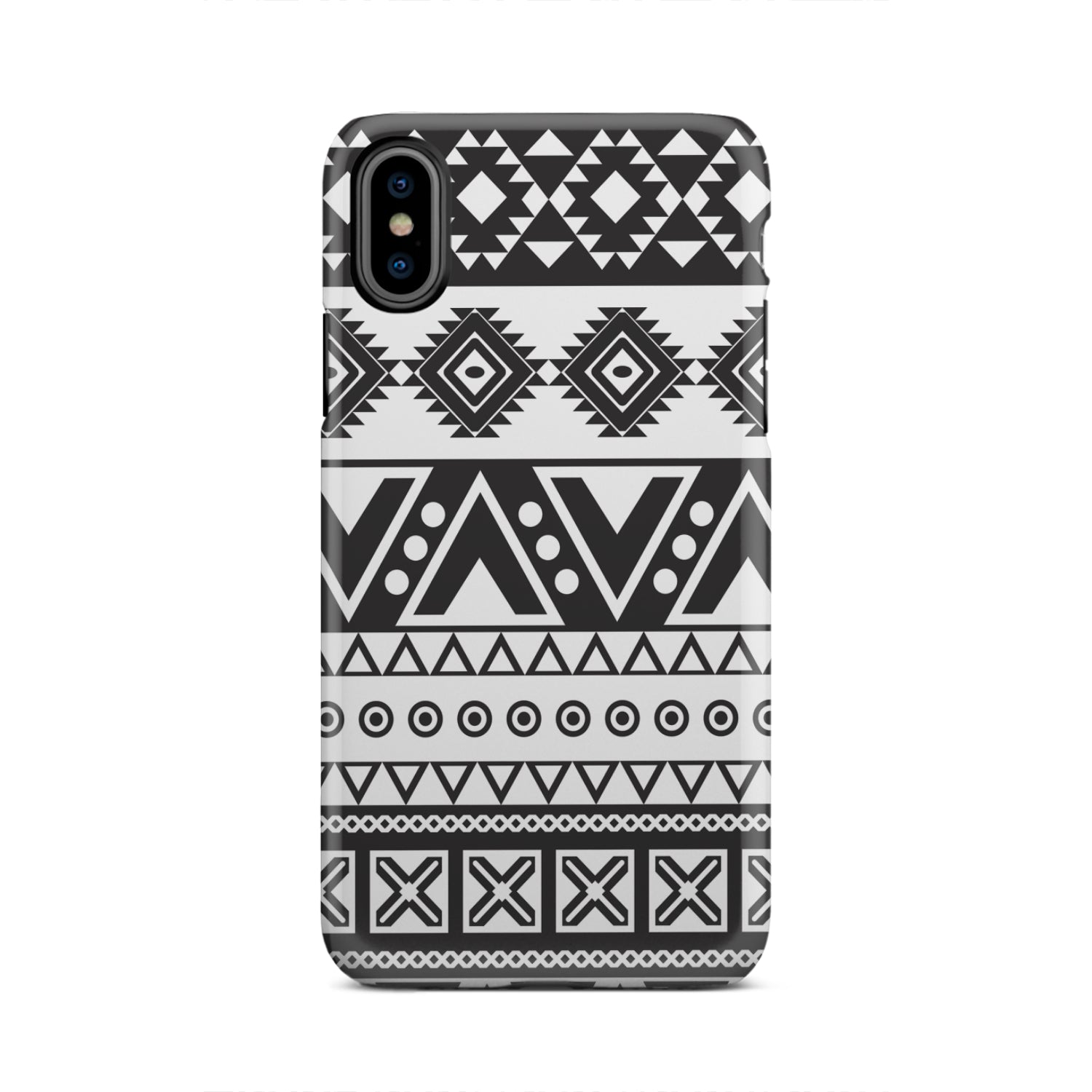 Dark Grey Aztec Pattern Print Tough Phone Case