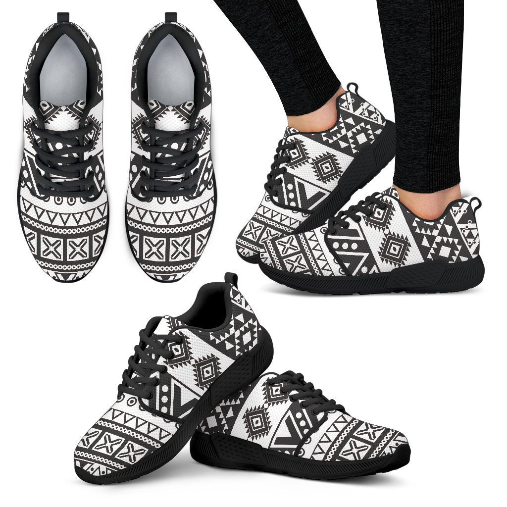 Dark Grey Aztec Pattern Print Women's Athletic Shoes