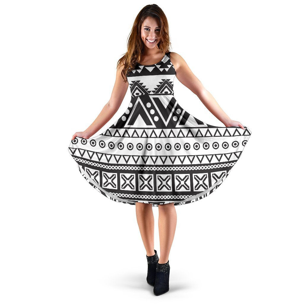 Dark Grey Aztec Pattern Print Women's Dress