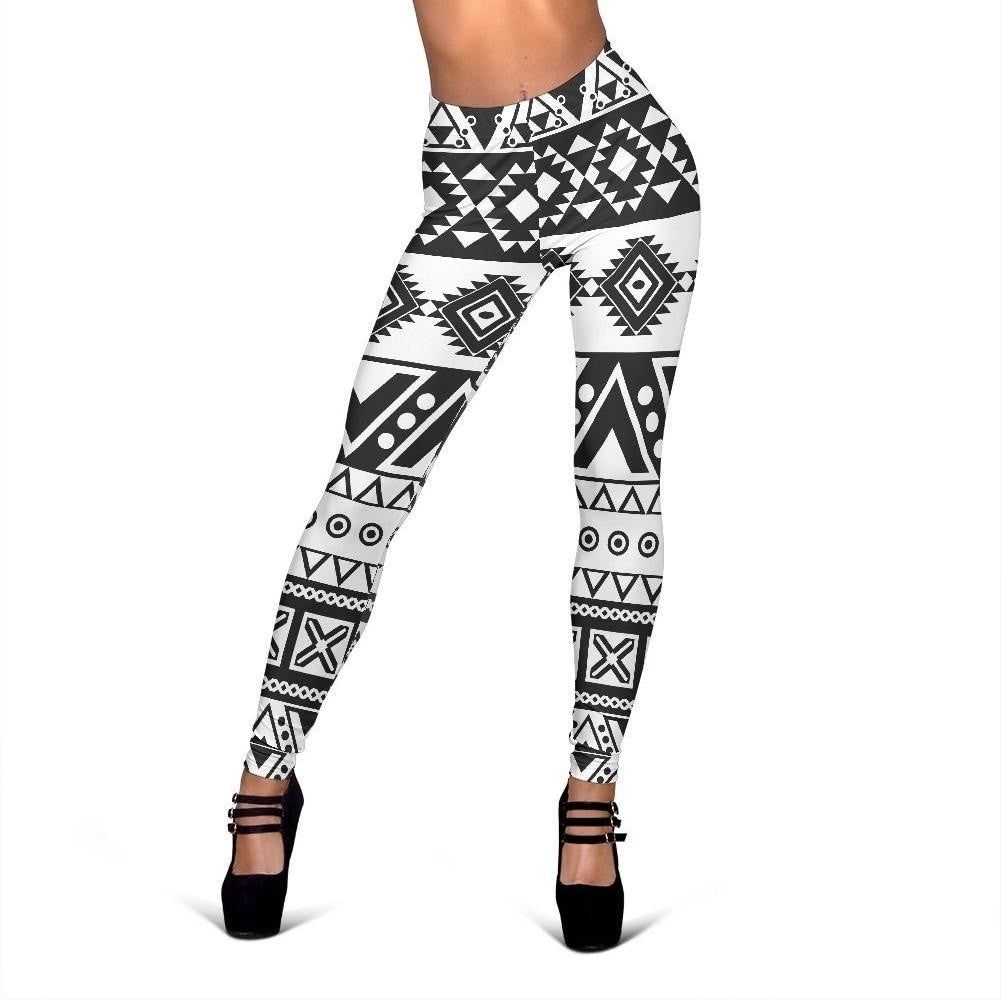 Dark Grey Aztec Pattern Print Women's Leggings