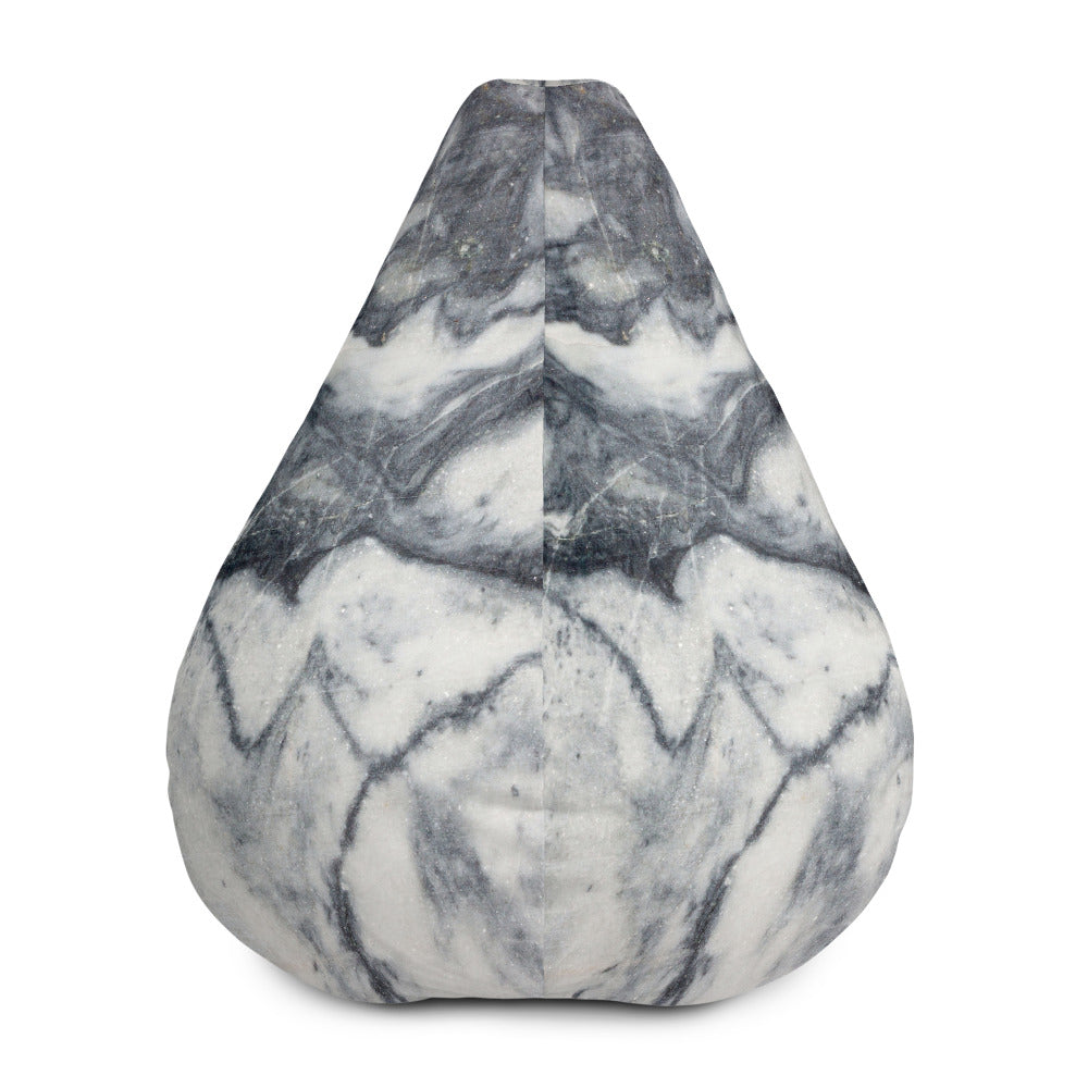 Dark Grey White Marble Print Bean Bag Cover