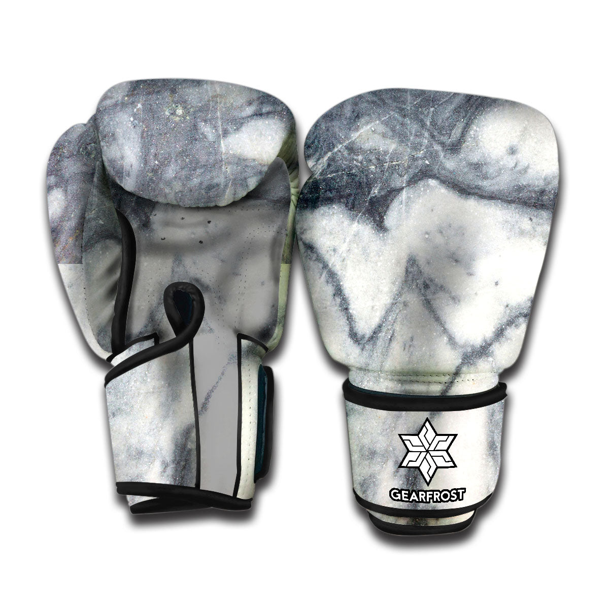 Dark Grey White Marble Print Boxing Gloves