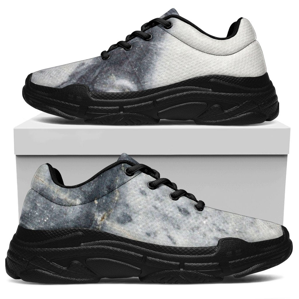 Dark Grey White Marble Print Chunky Sneakers