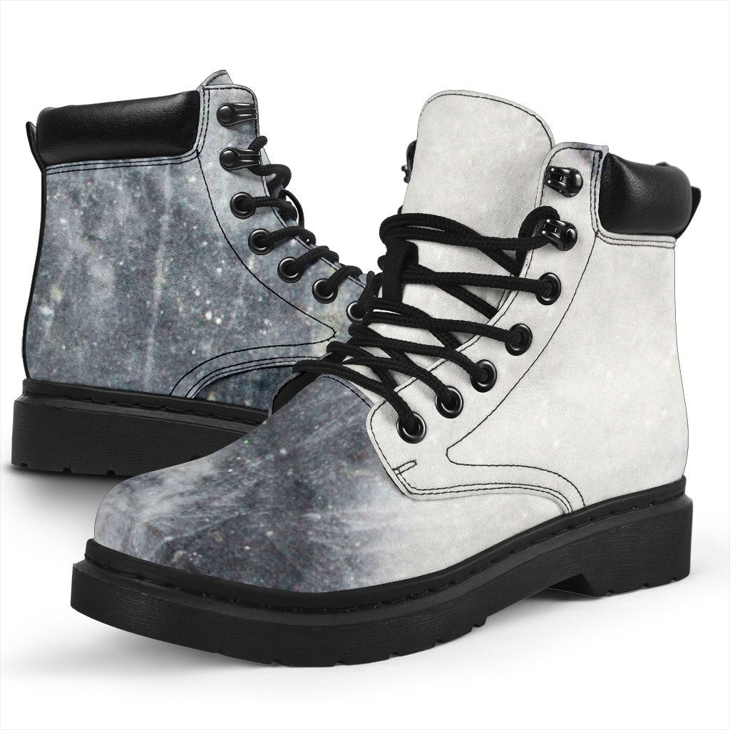 Dark Grey White Marble Print Classic Boots