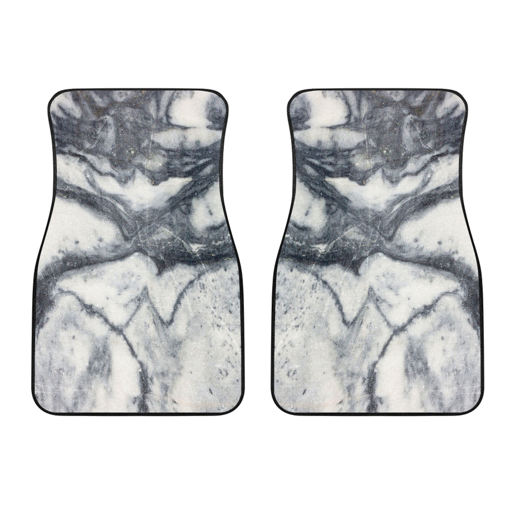 Dark Grey White Marble Print Front Car Floor Mats