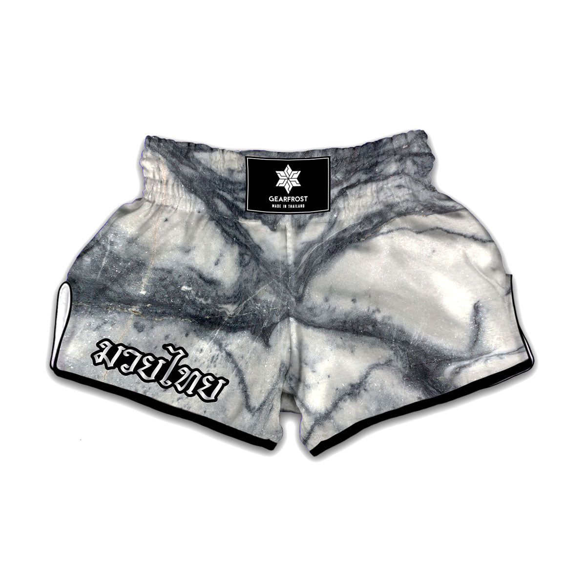 Dark Grey White Marble Print Muay Thai Boxing Shorts