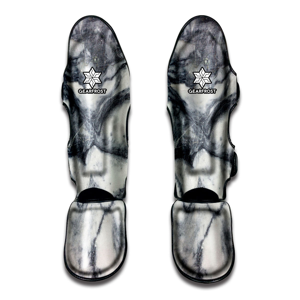 Dark Grey White Marble Print Muay Thai Shin Guards