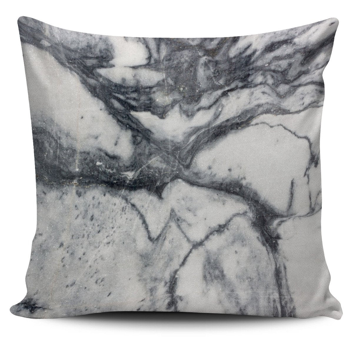 Dark Grey White Marble Print Pillow Cover