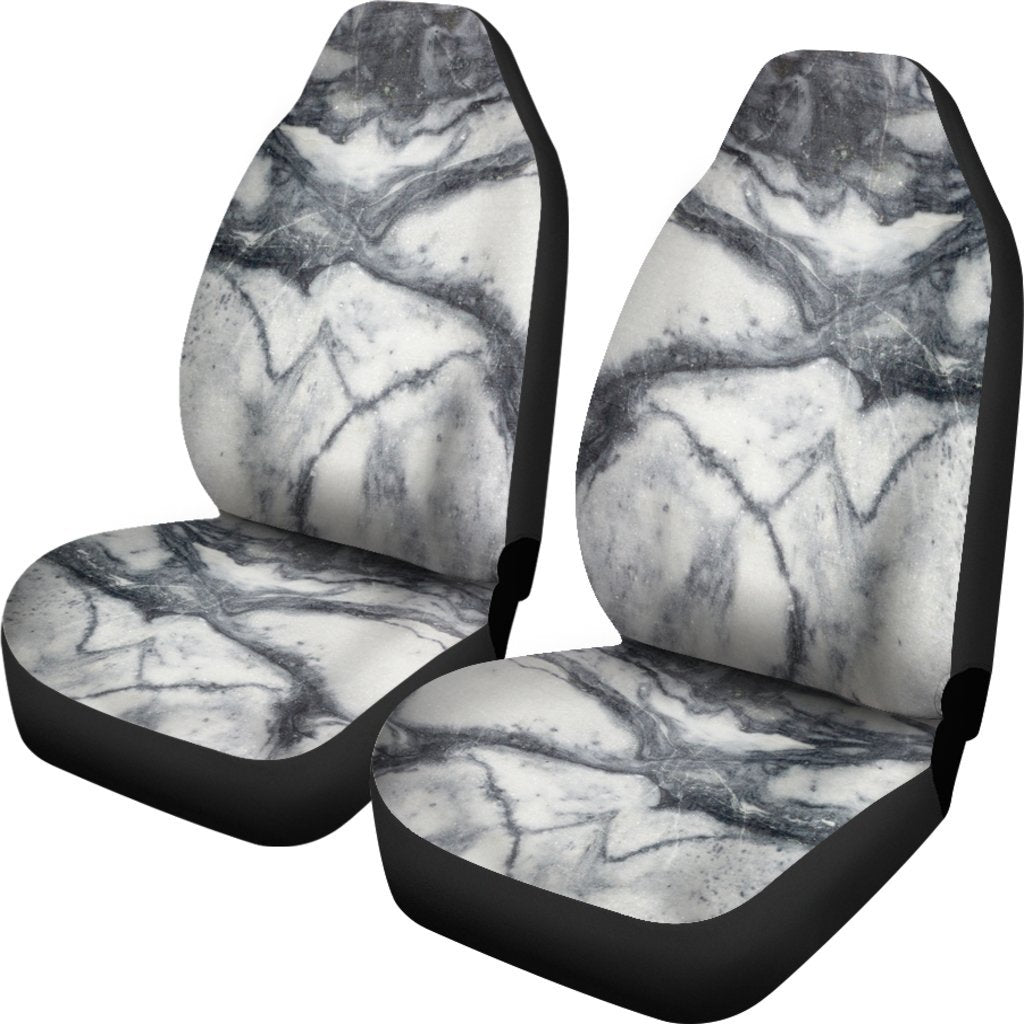 Dark Grey White Marble Print Universal Fit Car Seat Covers