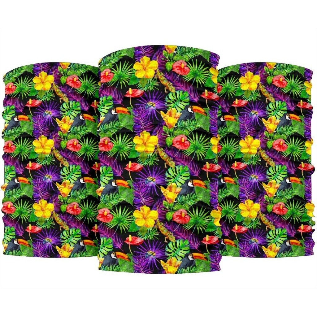 Dark Hawaiian Tropical Pattern Print 3-Pack Bandanas