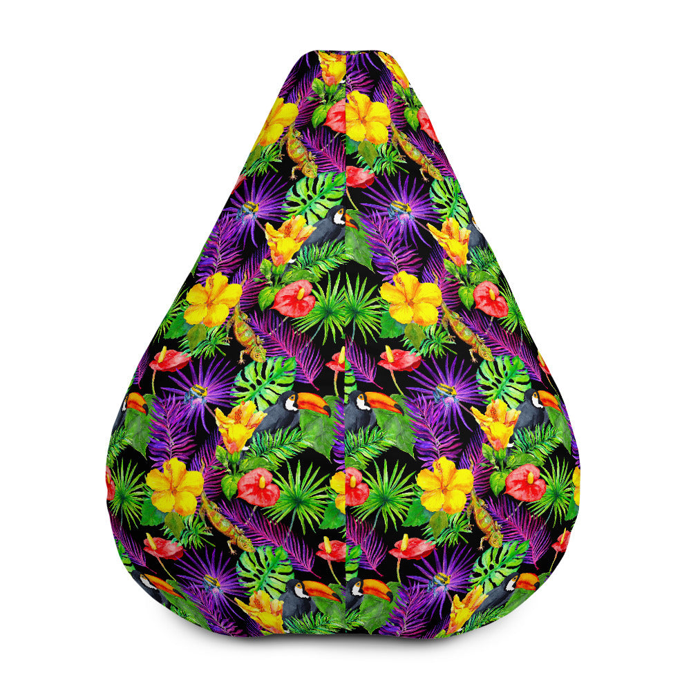 Dark Hawaiian Tropical Pattern Print Bean Bag Cover