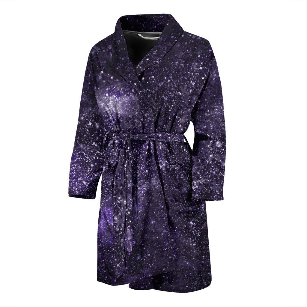 Dark Purple Cosmos Galaxy Space Print Men's Bathrobe