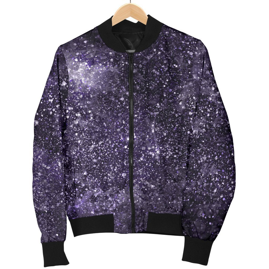 Dark Purple Cosmos Galaxy Space Print Men's Bomber Jacket