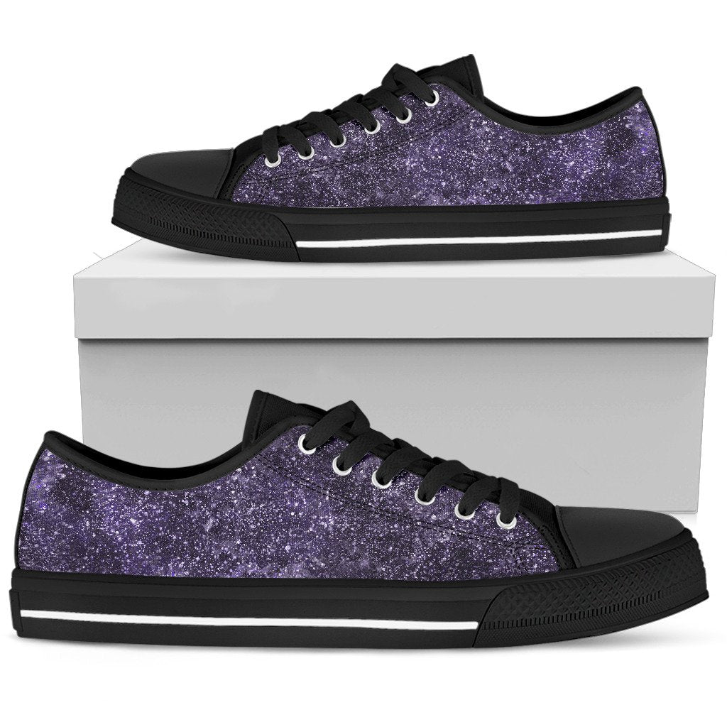 Dark Purple Cosmos Galaxy Space Print Men's Low Top Shoes