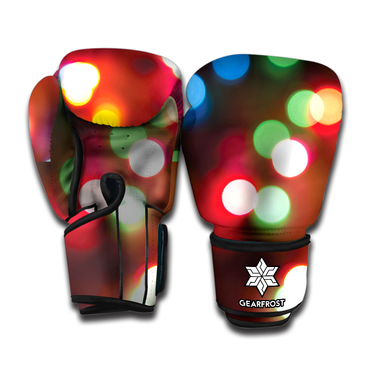 Defocused Christmas Lights Print Boxing Gloves