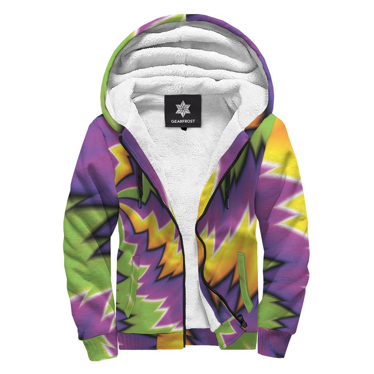 Dizzy Vortex Moving Optical Illusion Sherpa Lined Fleece Hoodie