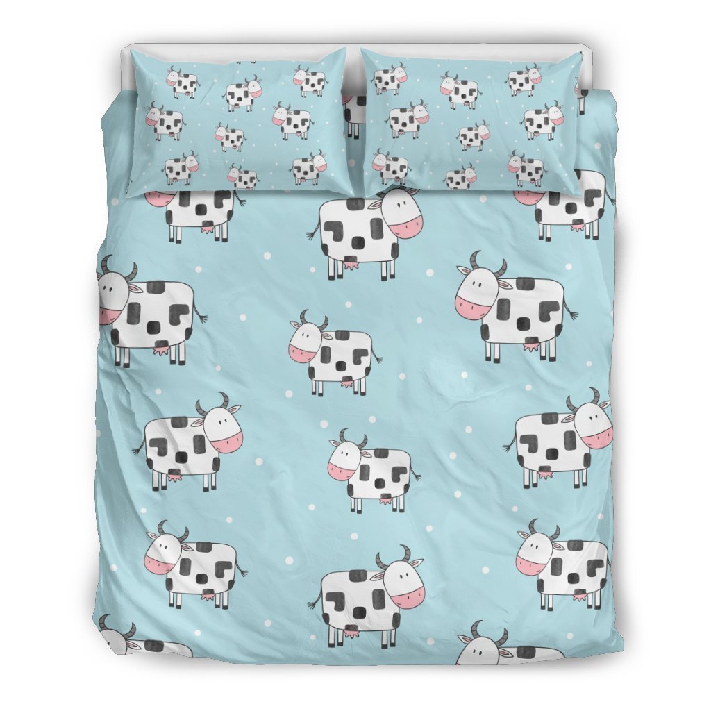 Doodle Cow Pattern Print Duvet Cover Bedding Set