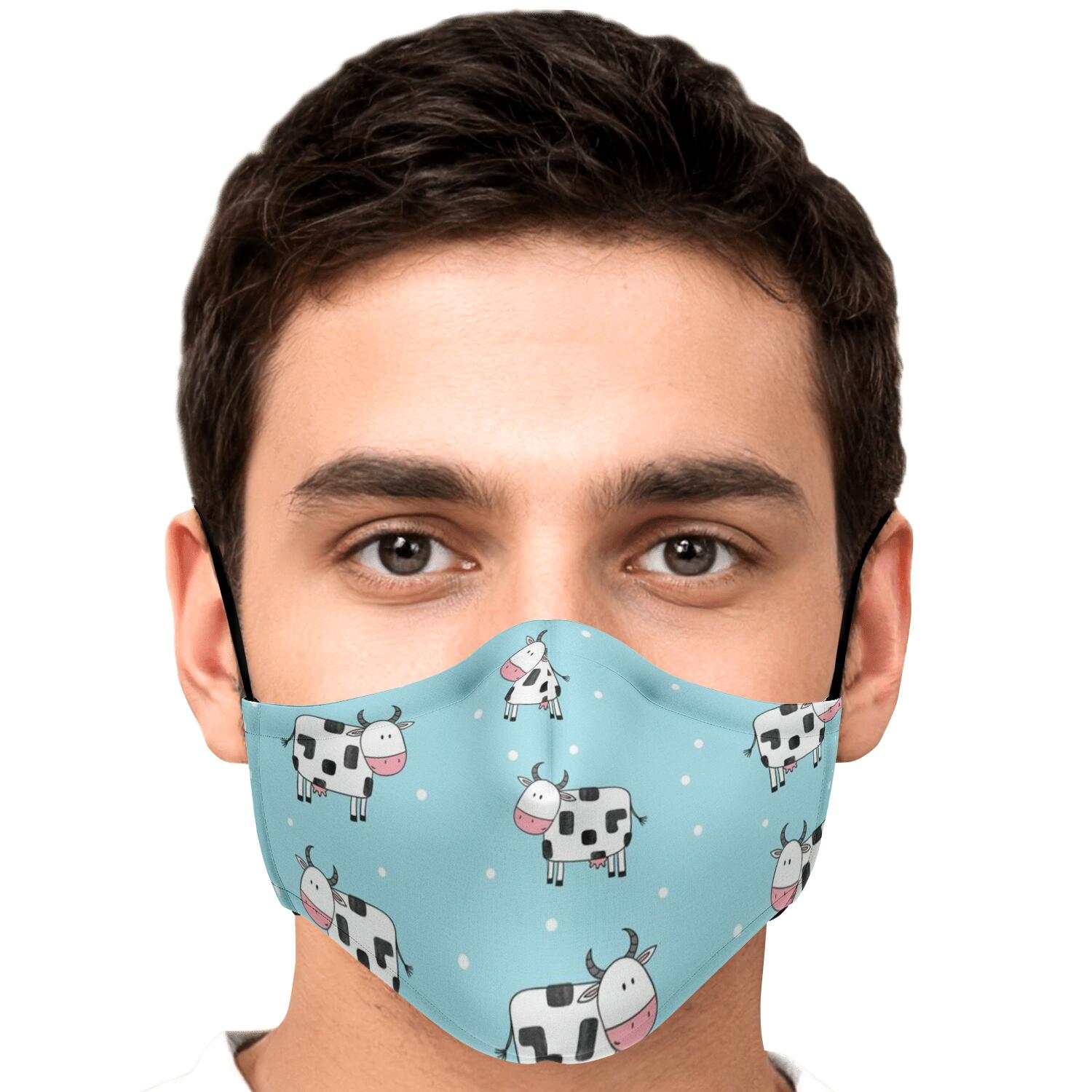 Doodle Cow Pattern Print Face Mask