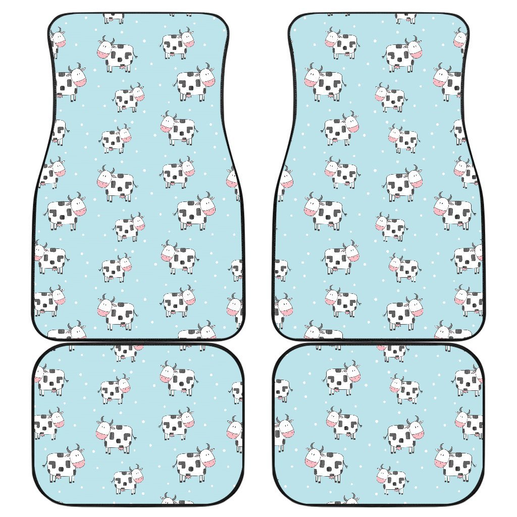 Doodle Cow Pattern Print Front and Back Car Floor Mats