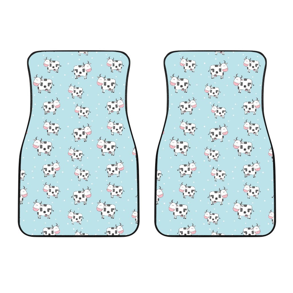 Doodle Cow Pattern Print Front Car Floor Mats