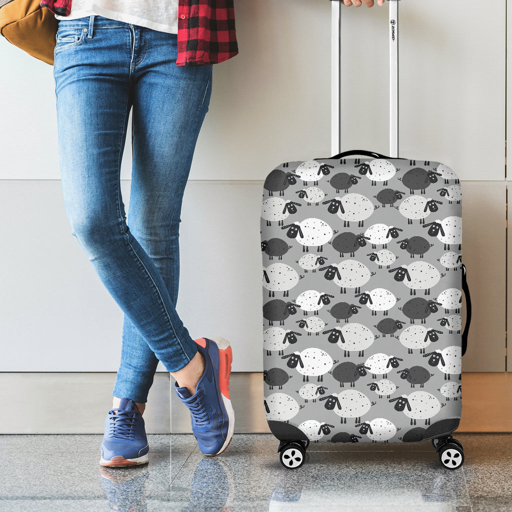 Doodle Sheep Pattern Print Luggage Cover
