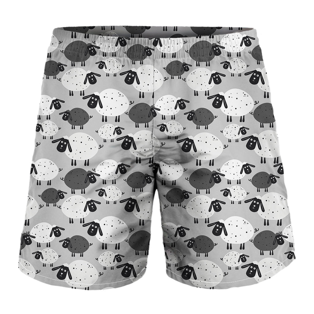 Doodle Sheep Pattern Print Men's Shorts