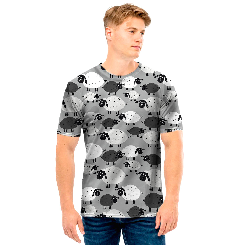 Doodle Sheep Pattern Print Men's T-Shirt