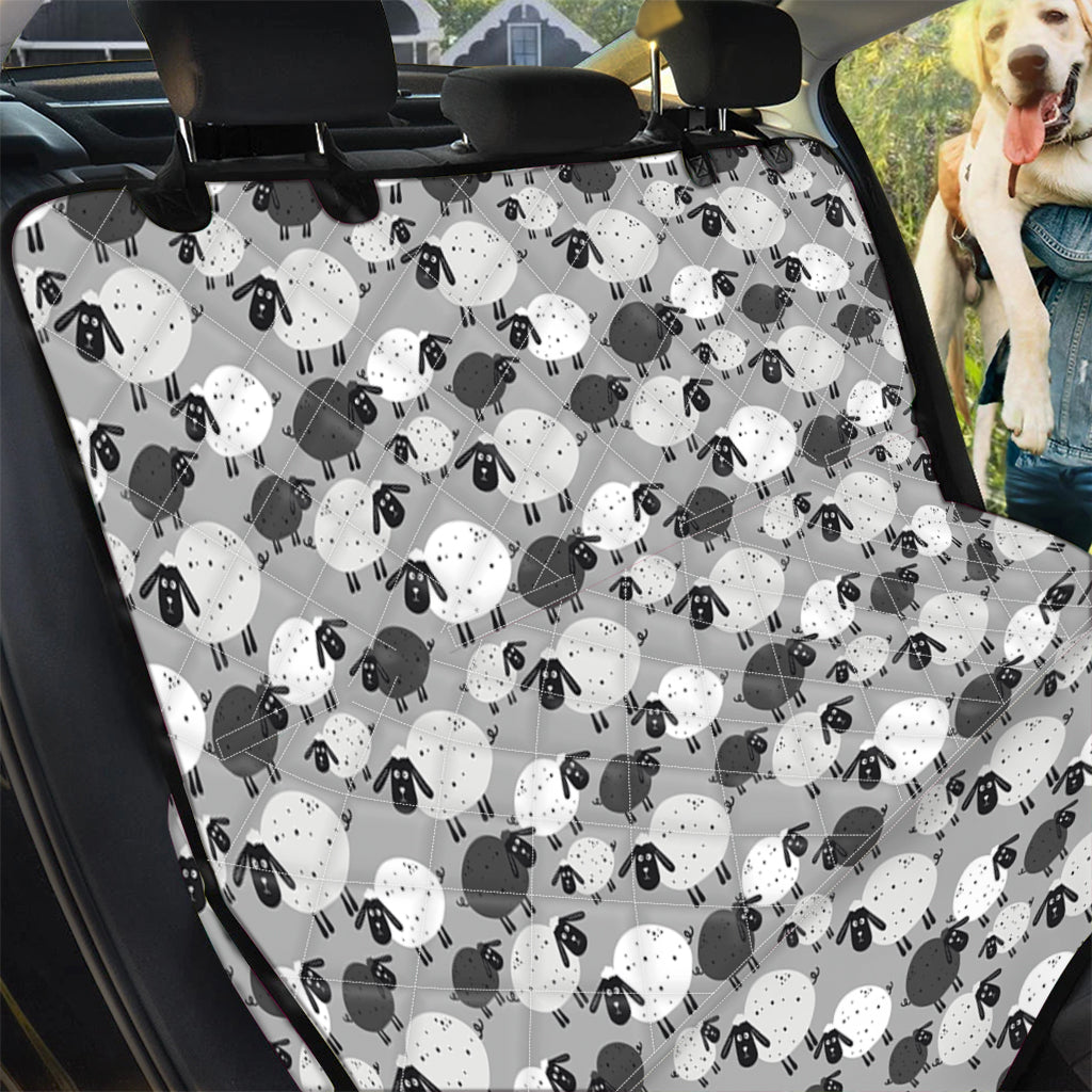 Doodle Sheep Pattern Print Pet Car Back Seat Cover